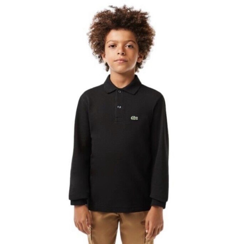LACOSTE | Kids Black Long Sleeve Logo Polo Shirt Youth Size 10